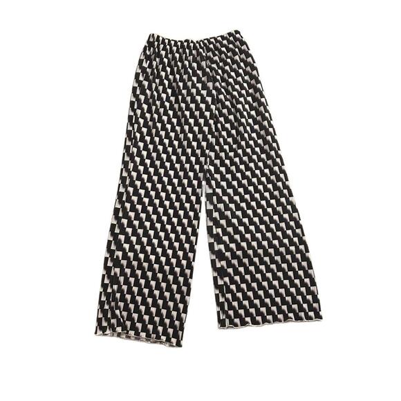 Lucca Couture White/Black Geometric Wide-leg Palazzo Pants Women's Small - Picture 2 of 7